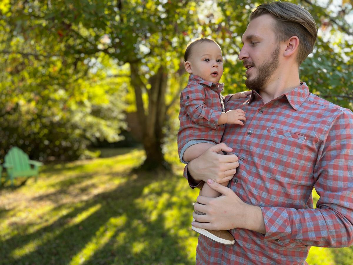 Jasper Onesie Grey Rust Plaid
