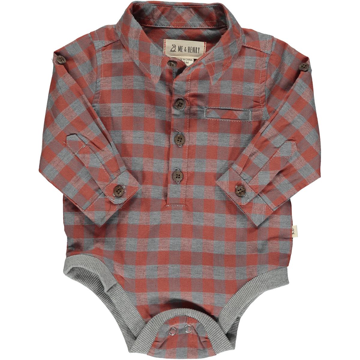 Jasper Onesie Grey Rust Plaid