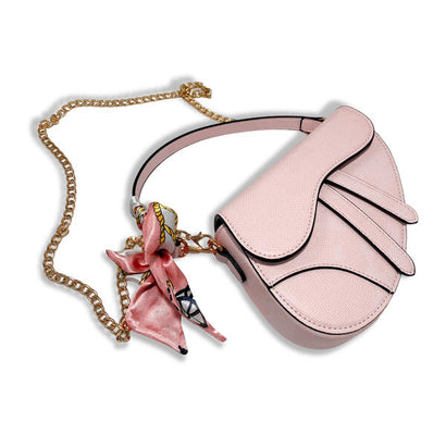 Pink Saddle Purse W/ Scarf