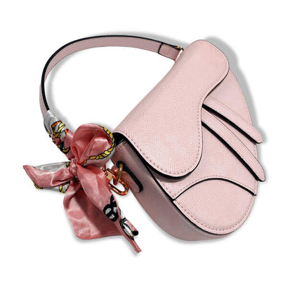 Pink Saddle Purse W/ Scarf