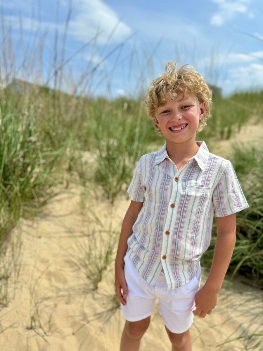 Aqua Blue Stripe Newport Woven Shirt