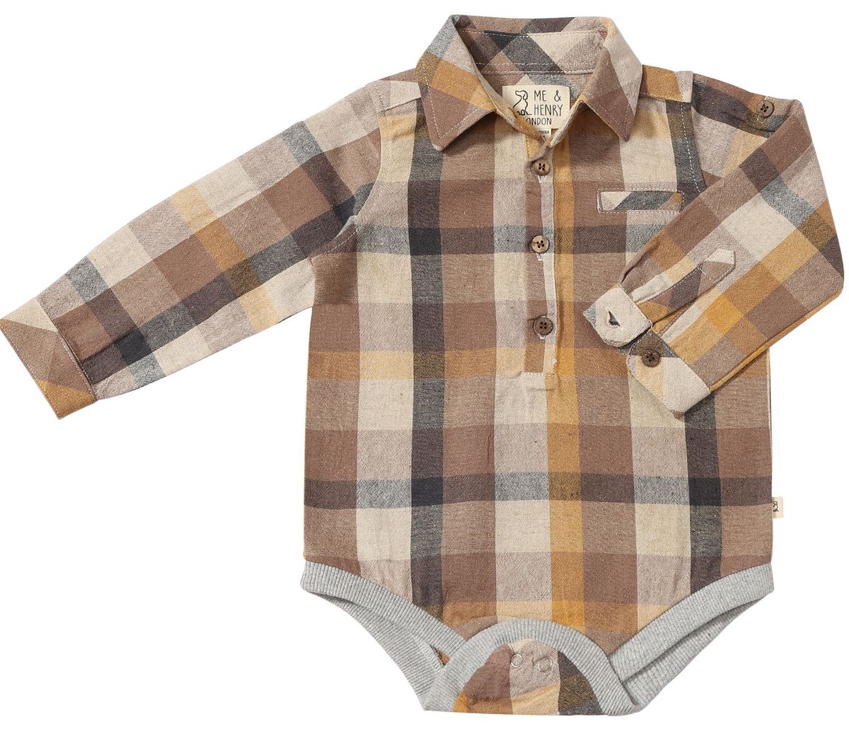 Brown Madras Jasper Onesie