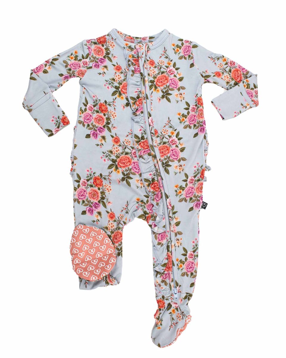 Quinn Ruffled Zipper Footie