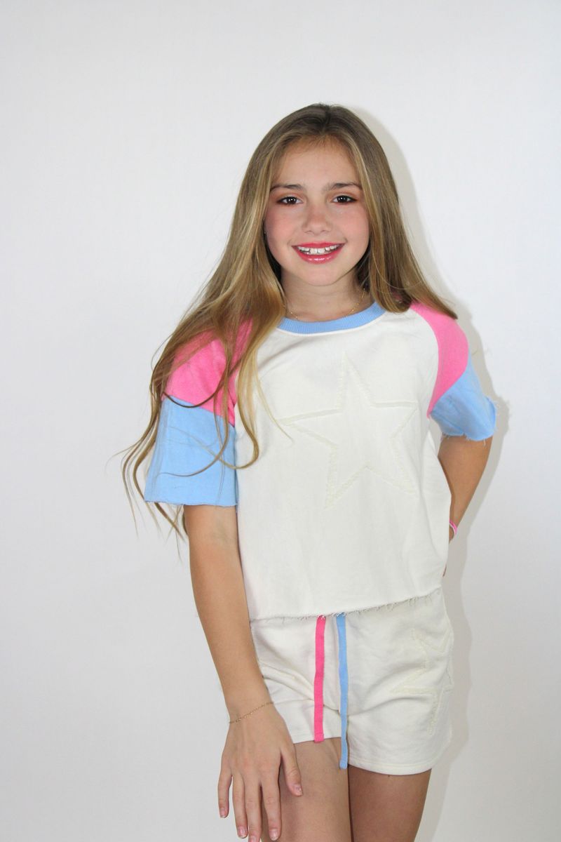 Chenille Star Color Block Shirt