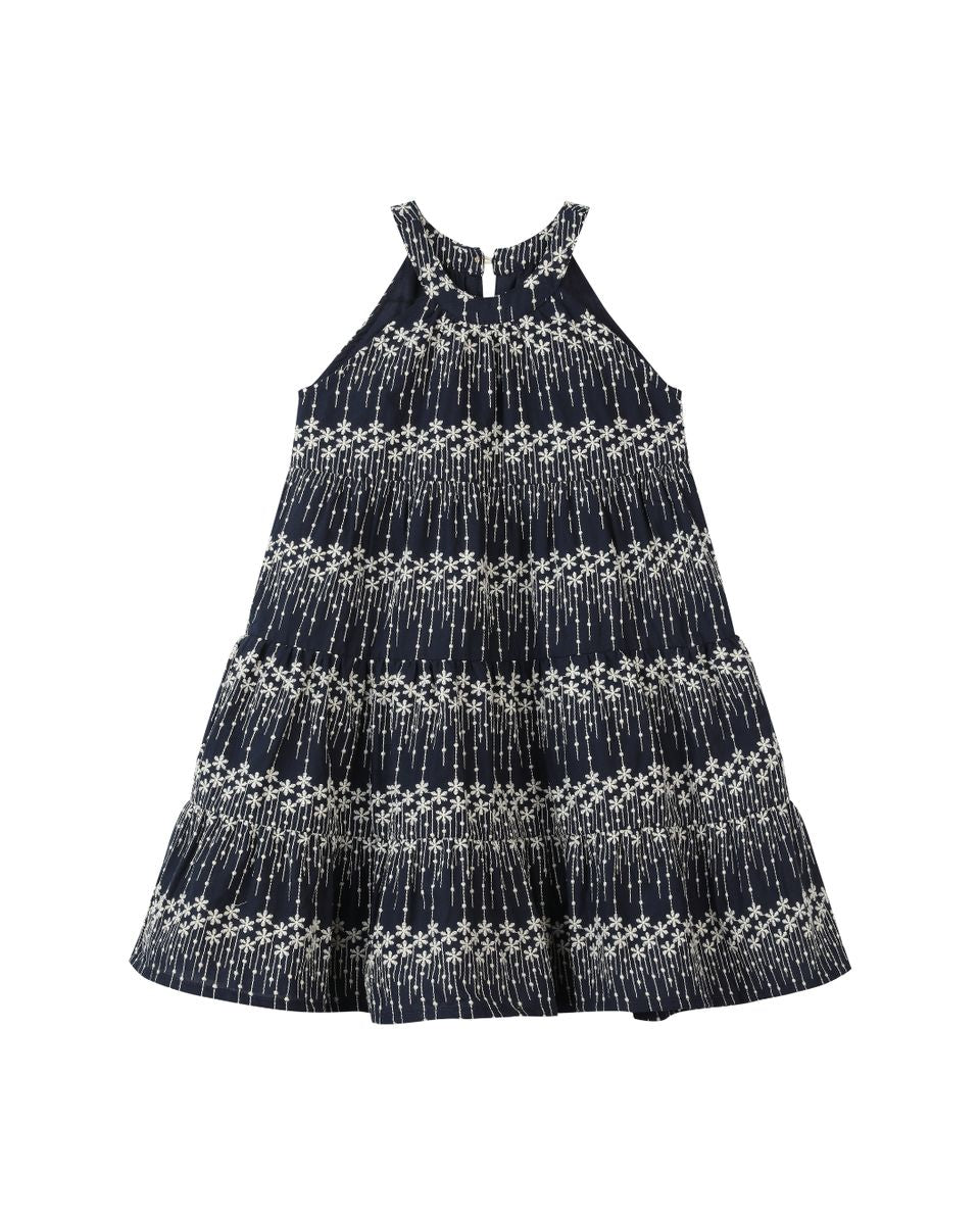 Navy Embroidered Maleia Dress