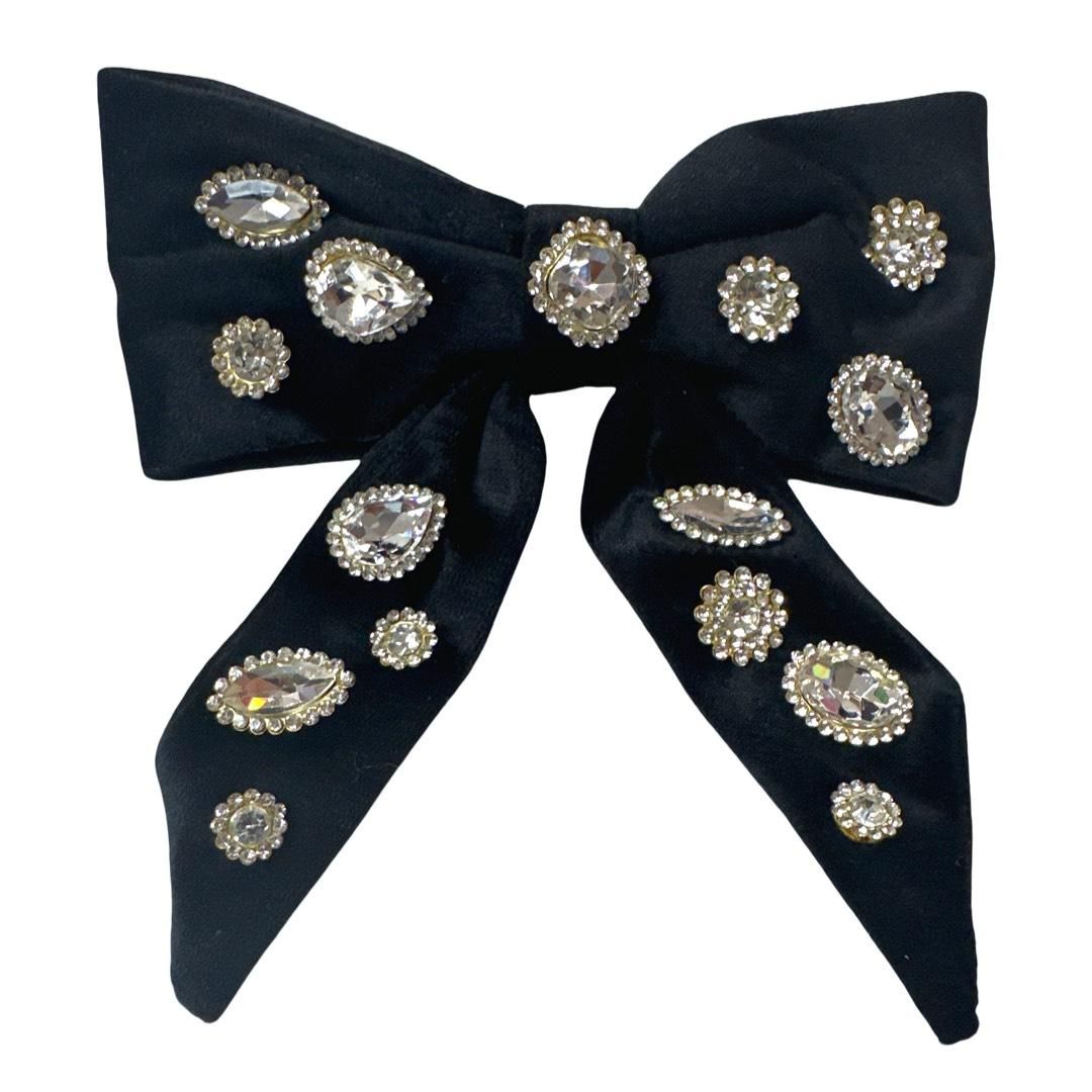 Black Velvet Jeweled Tail Bow