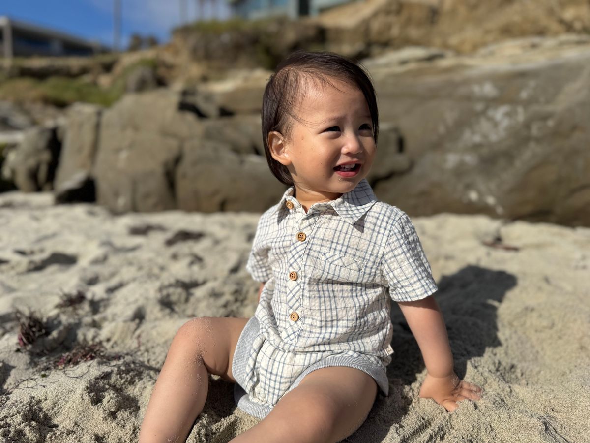 Chambray Cream Plaid Woven Onesie