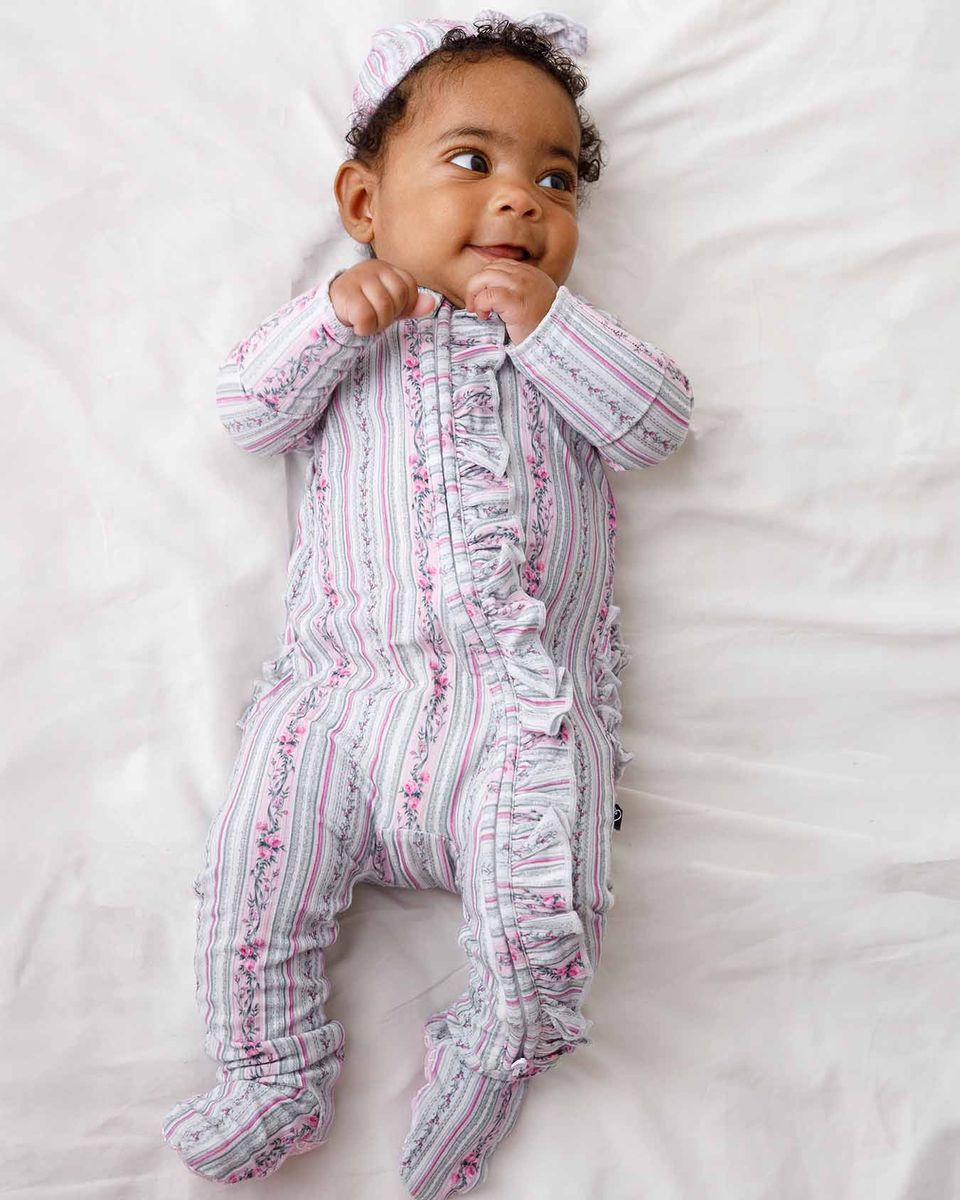 Josephine Ruffled Zipper Footie