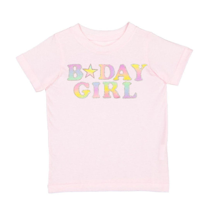 Pastel Rainbow Bday Girl Patch Shirt