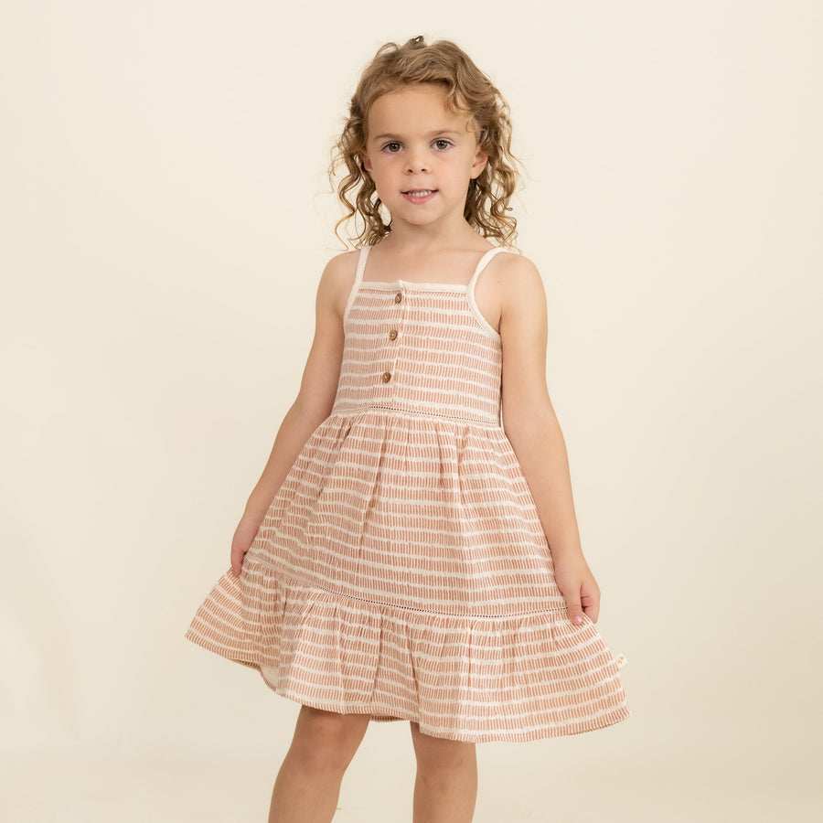 Dash Lines Tiered Dress