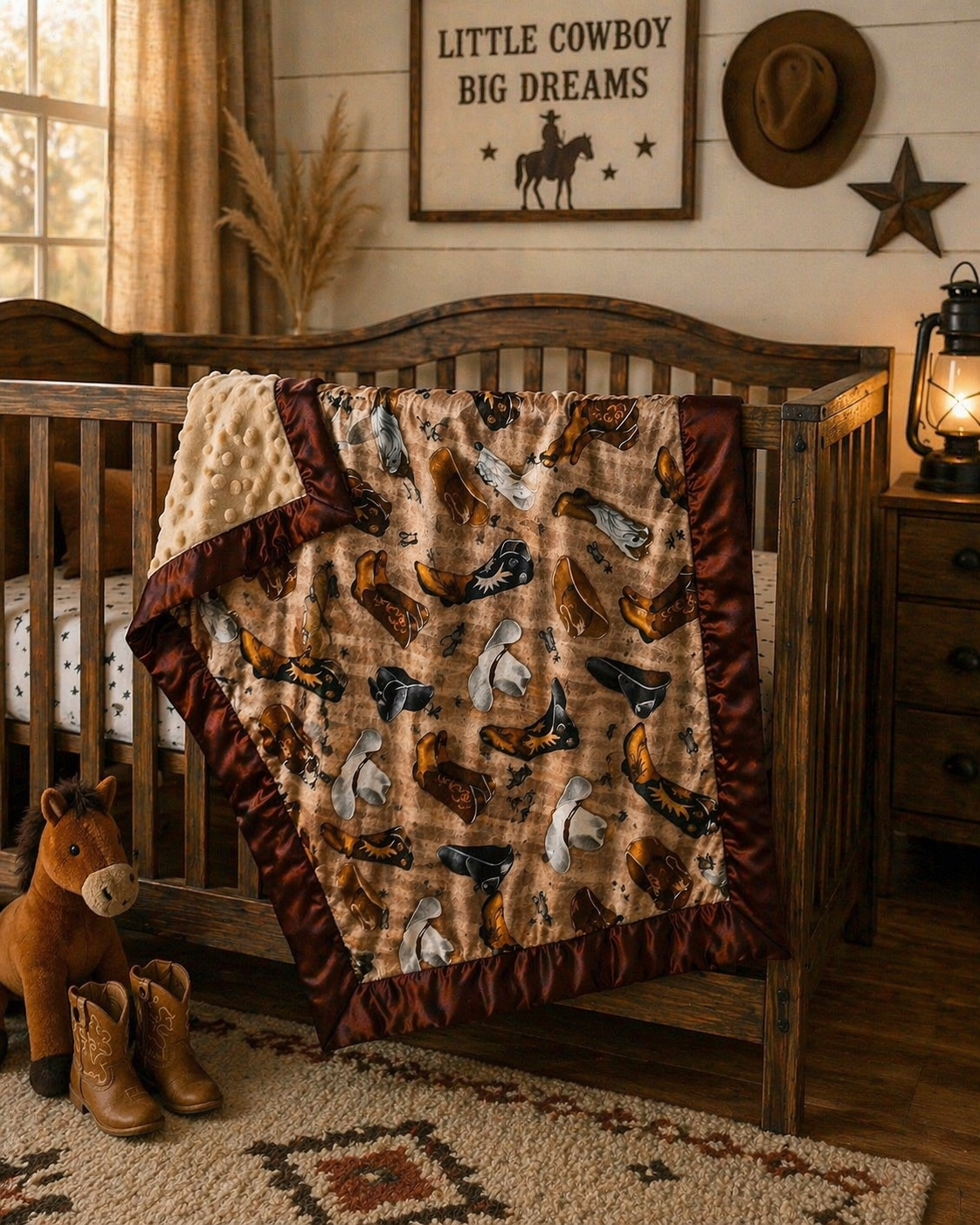 Cowboy Boots and Hat Blanket
