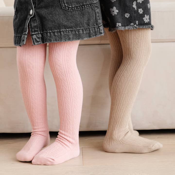 Oat Cable Knit Tights