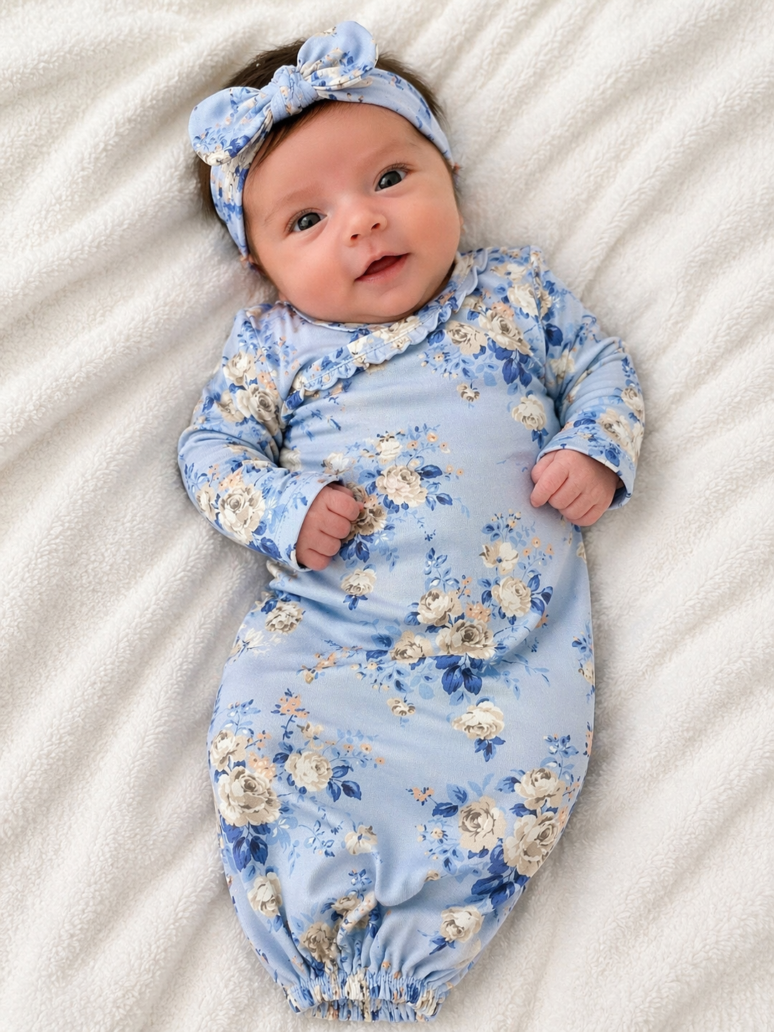 Ashley Rose Floral Kimono Gown and Headband