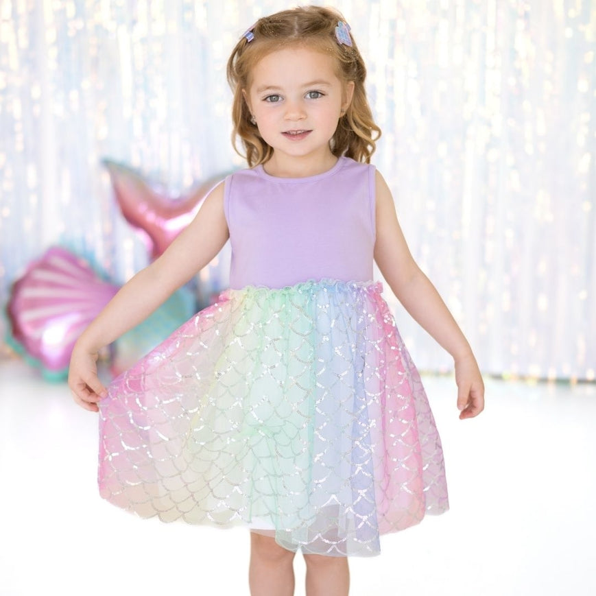 Lavander Rainbow Mermaid Tutu Dress
