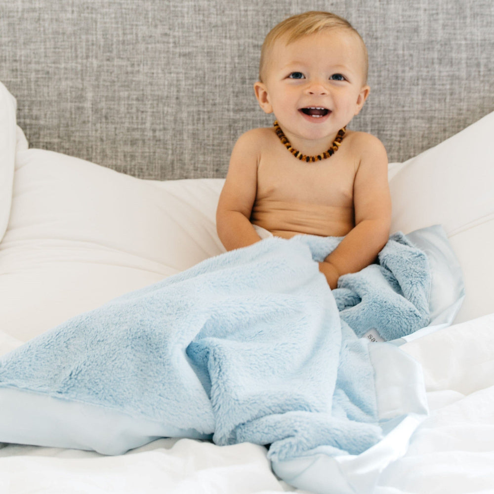 Light Blue Satin Border Blanket