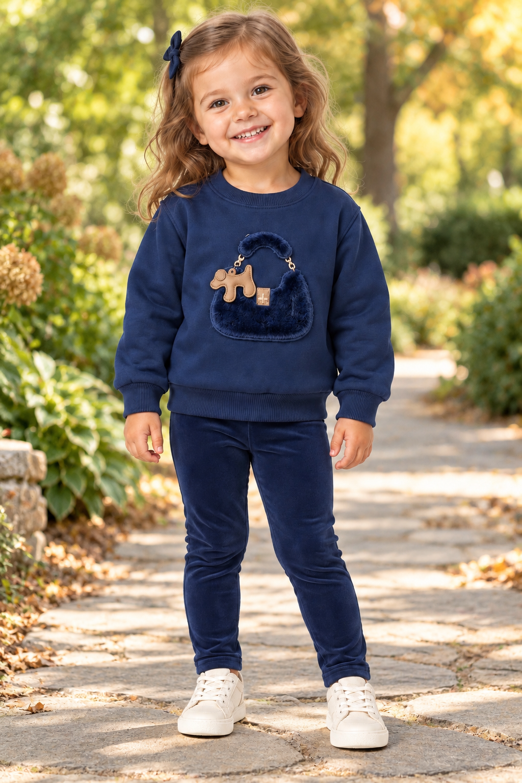 Navy Puppy Purse Sweatshirt