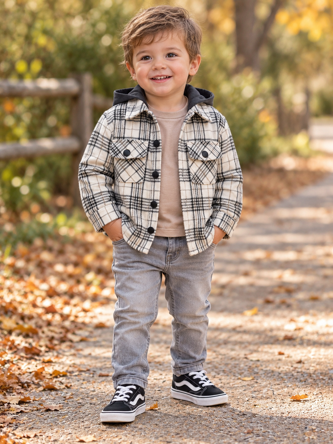Granite Plaid Hooded Shacket