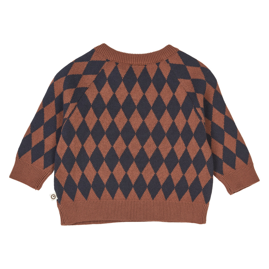 Harlequin Knit Sweater Blue Pants Set