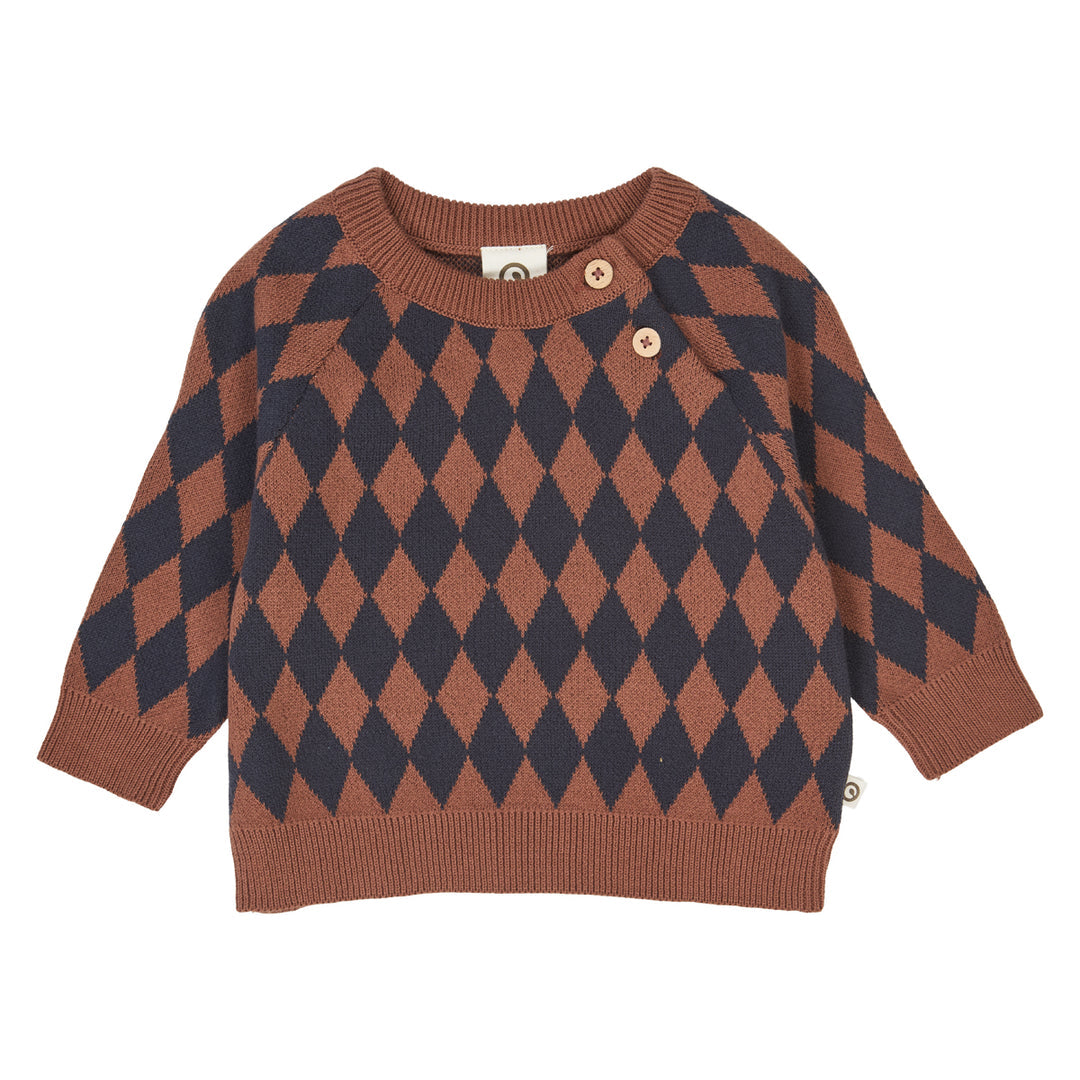 Harlequin Knit Sweater Blue Pants Set