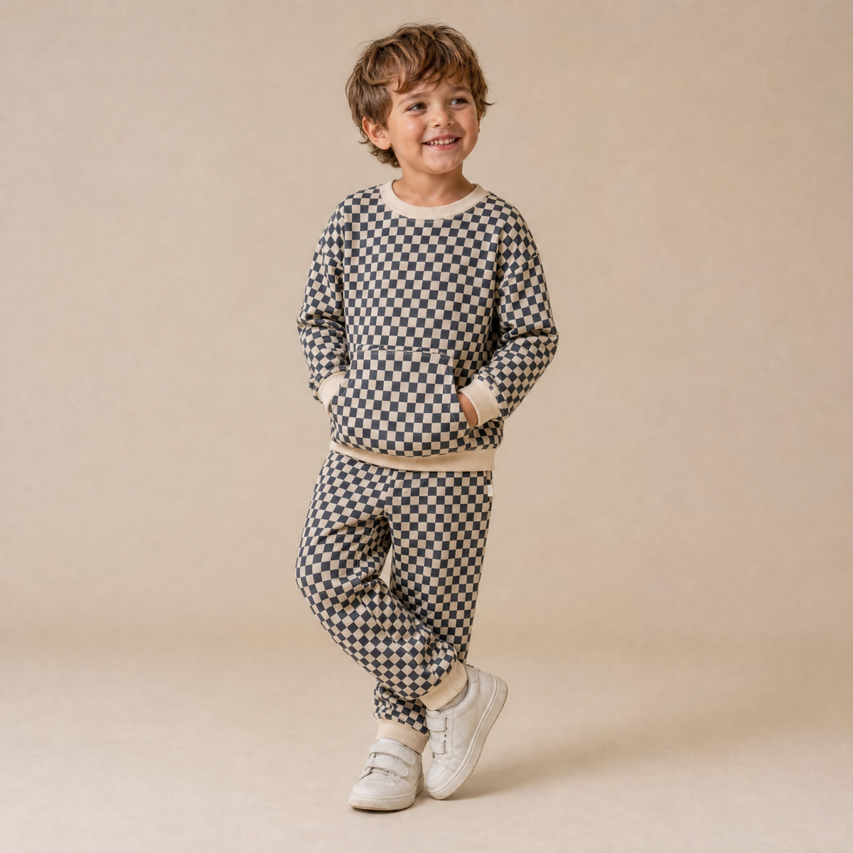 Midnight Check Tee & Pant Slouch Set