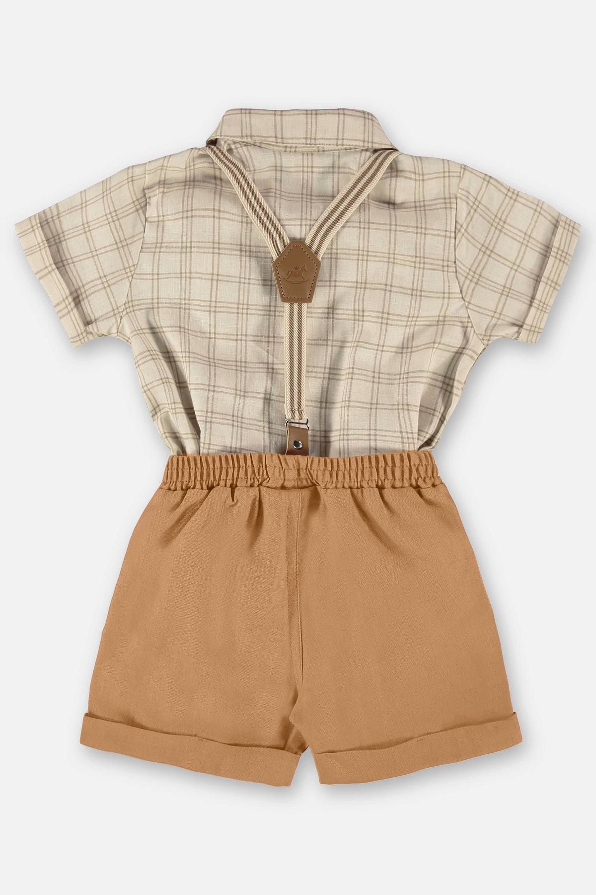 Woven Linen Set W/ Suspenders