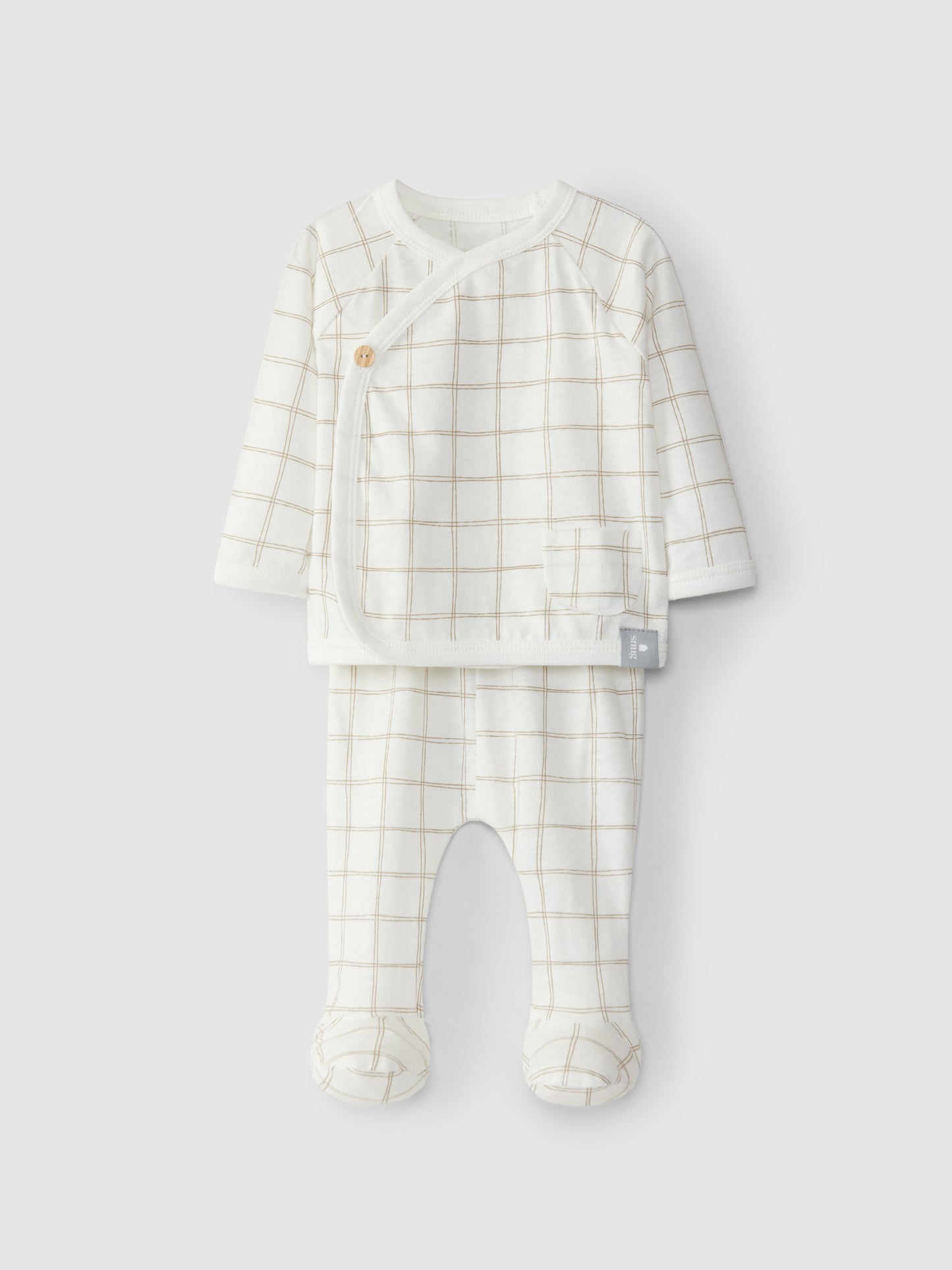 Beige Plaid Baby Set