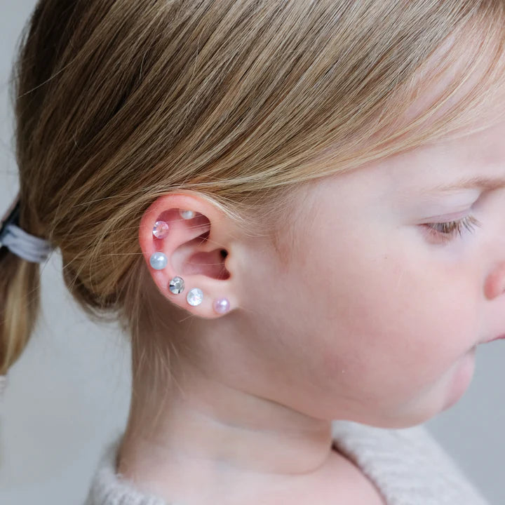 Pink Gem and Pearl Stick Earrings