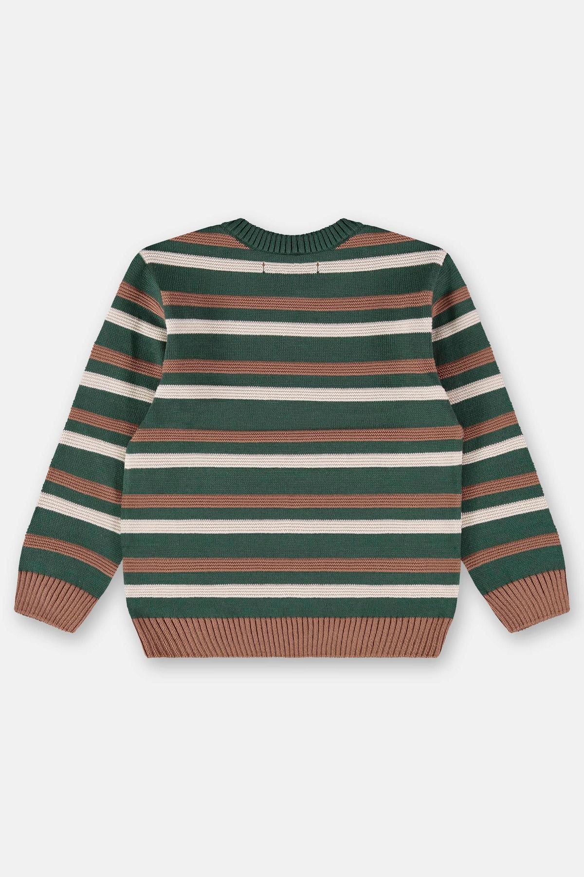 Dark Green Striped Knitted Sweater