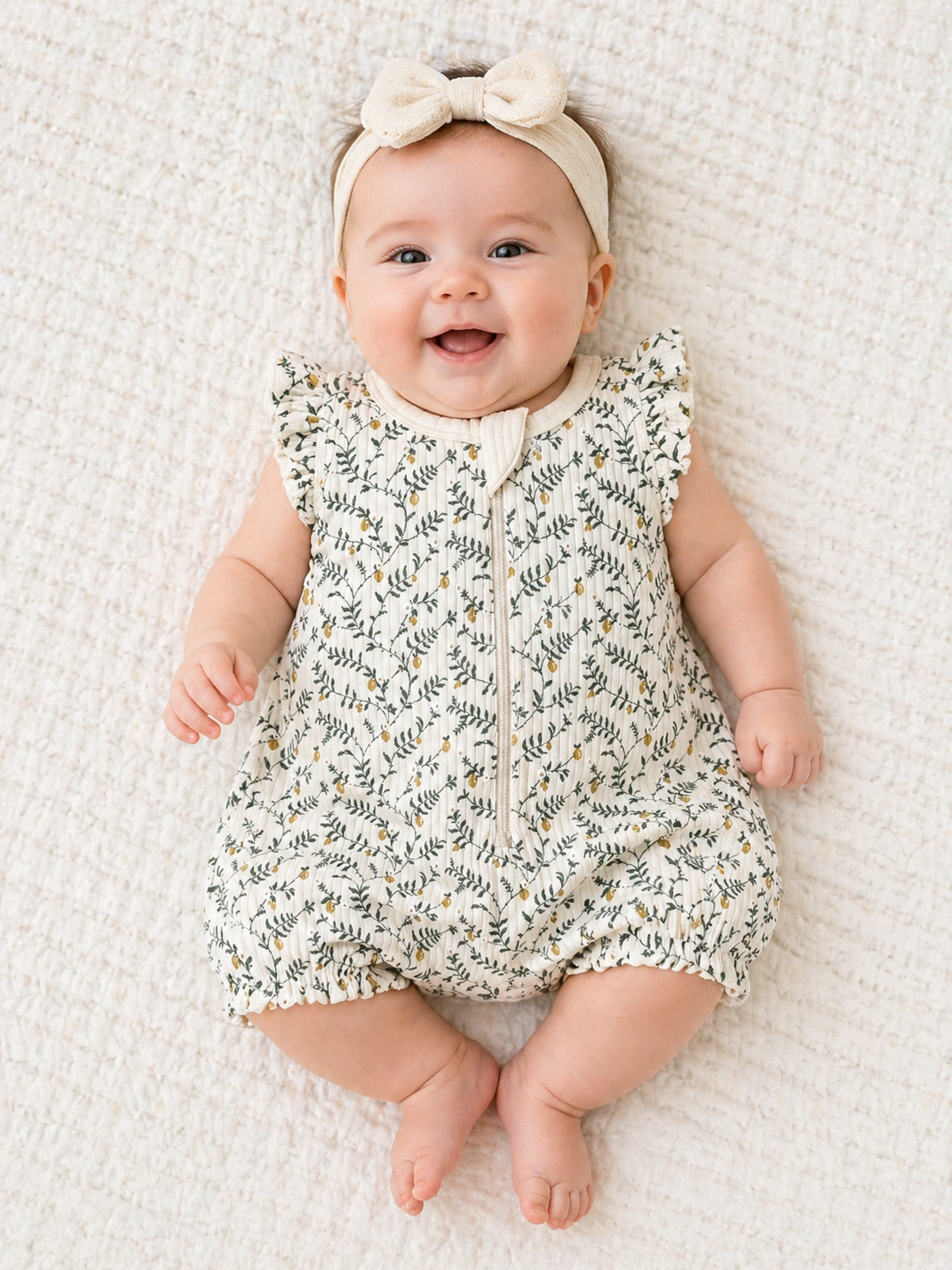Lemon Leaf Organic Ruffle Romper