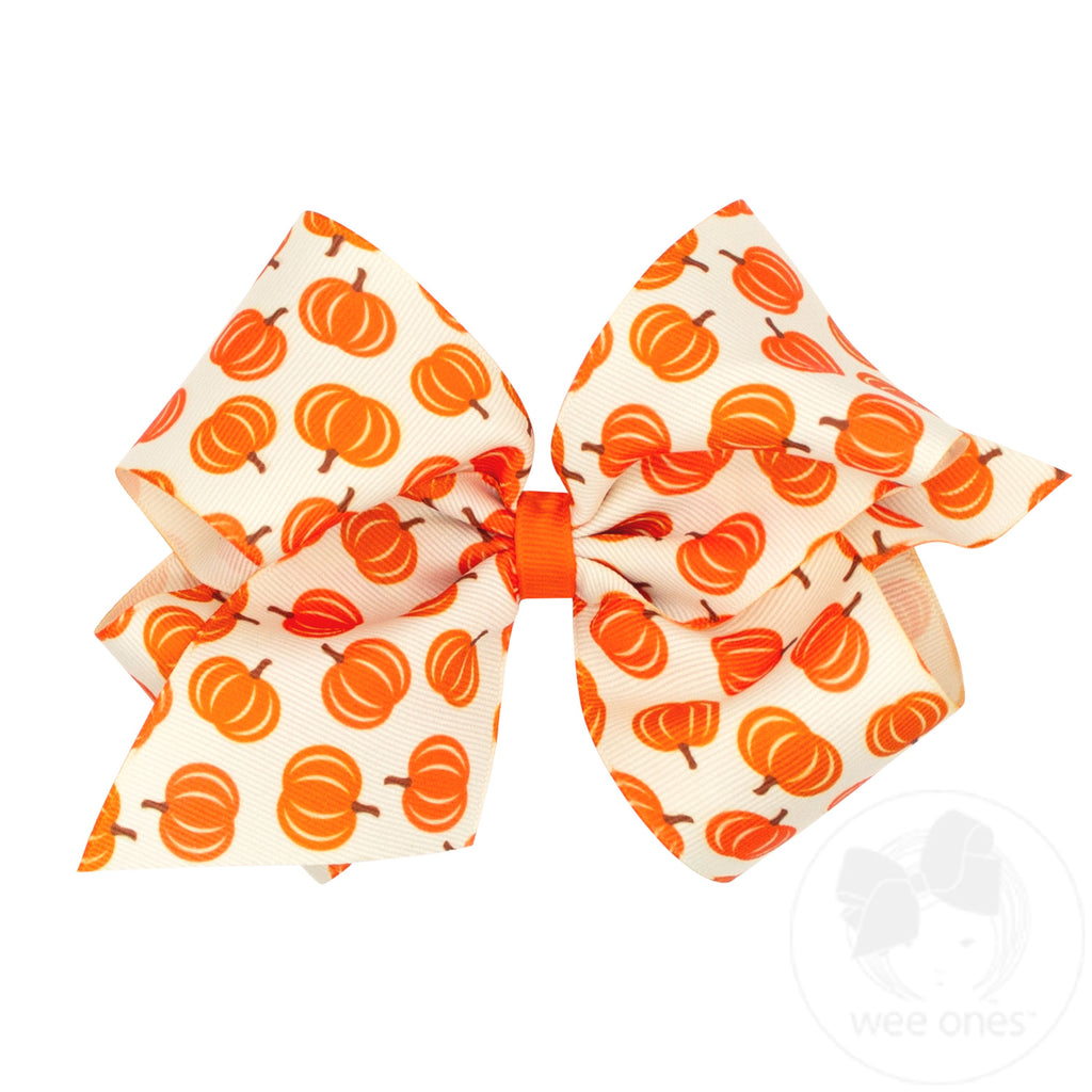 King Harvest Pumpkin Grosgrain Bow