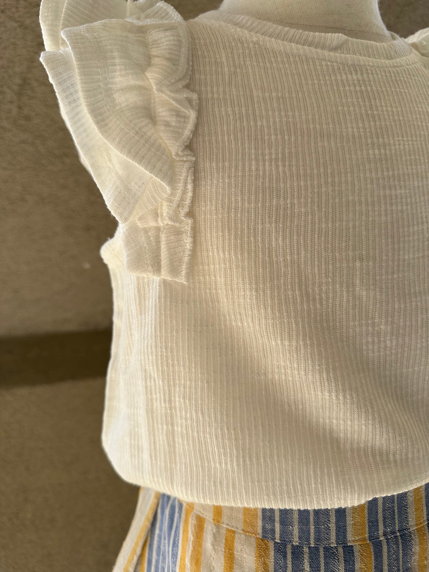 White Ruffle Sleeve Top