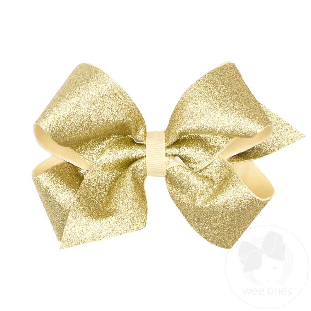 Medium Gold Glitter Overlay Bow