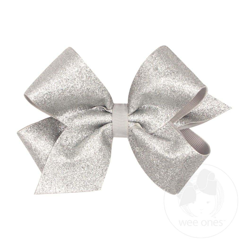 Silver Glitter Hair Bow