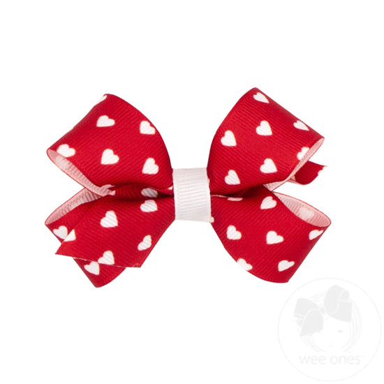 Med All Over White Hearts Bow