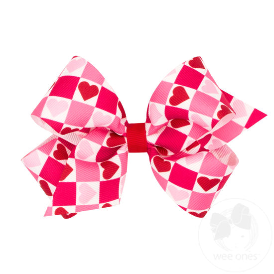 Med Red Pink Hearts Bow