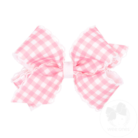 Med Moonstitch Pink Gingham Bow