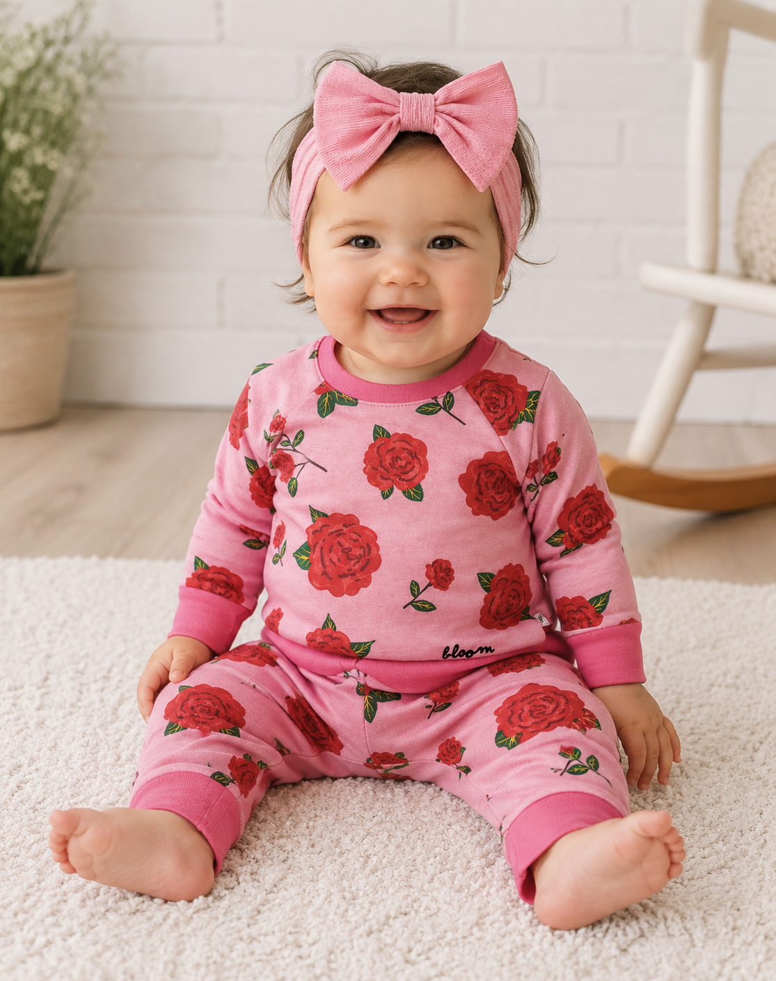 Allover Rose Print Jogger Set