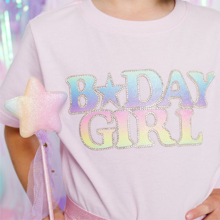 Pastel Rainbow Bday Girl Patch Shirt