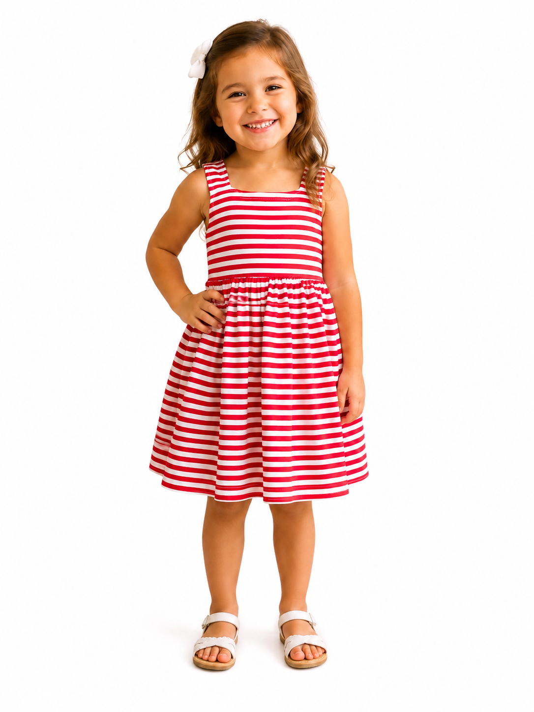 Red and White Stripe Knit Dress