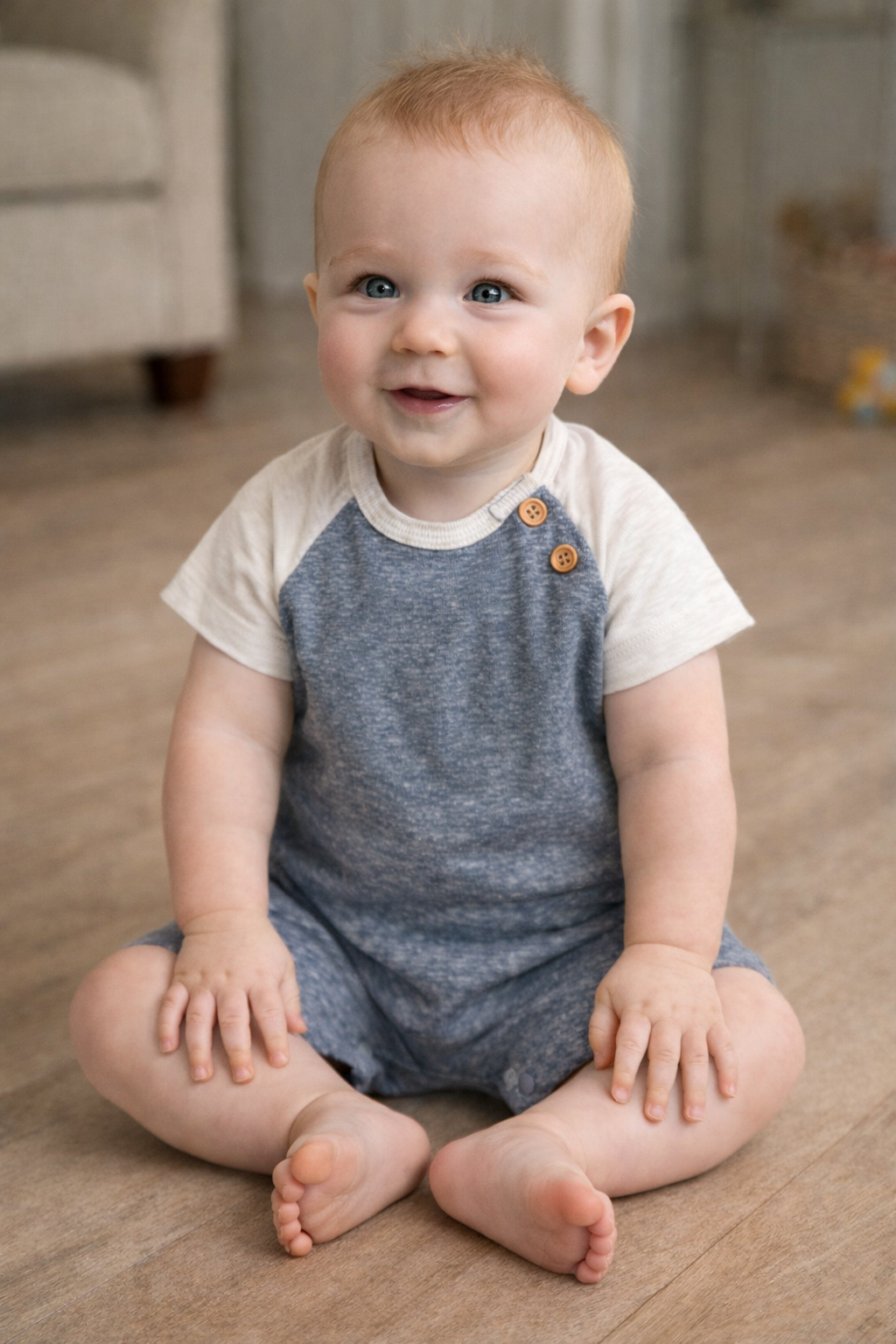 Heathered Navy Raglan Romper