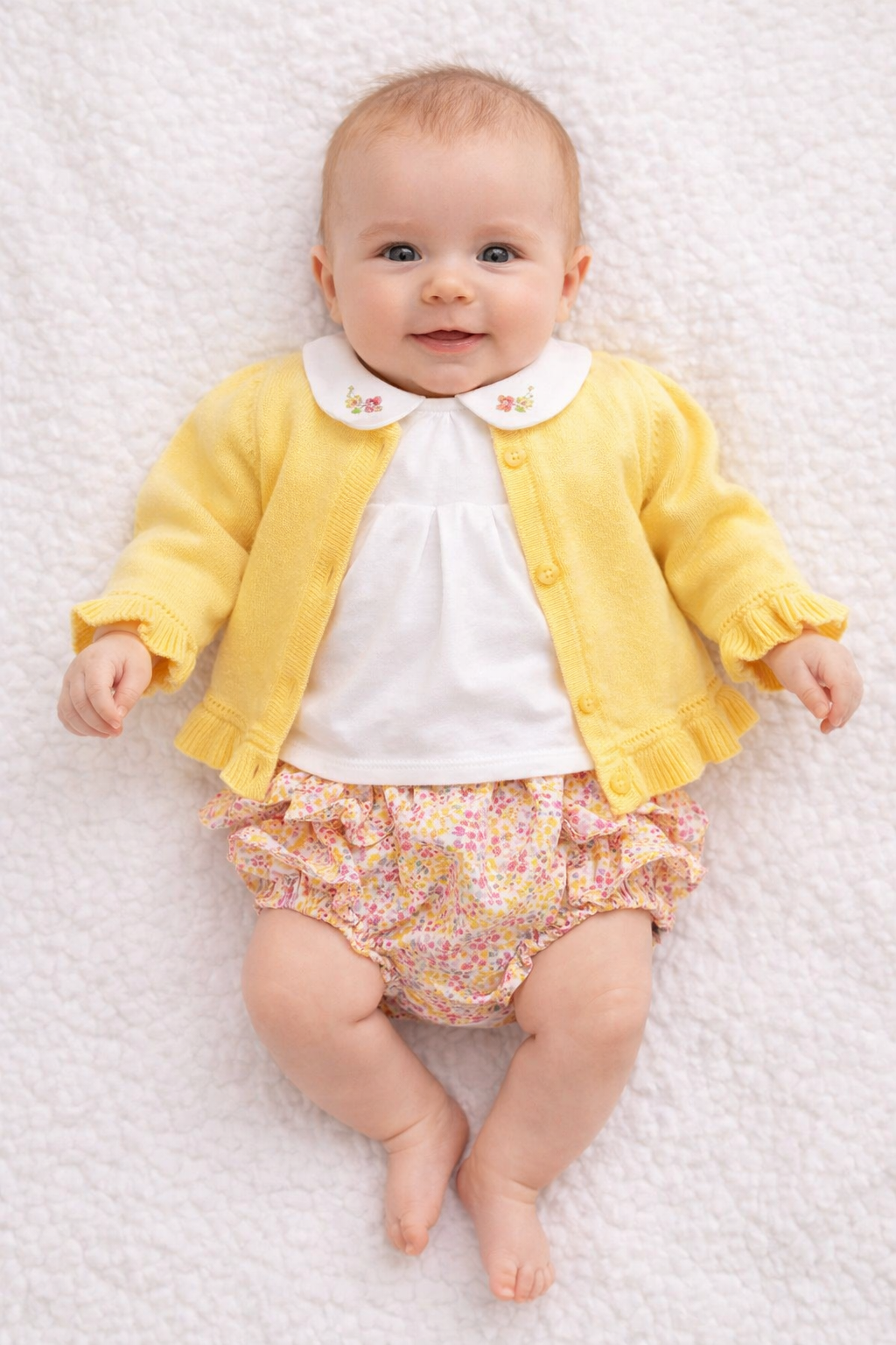 Yellow Sweater Floral Blommer 3pc Set