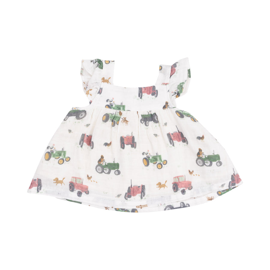 Tractors Pinafore and Diaper Cover