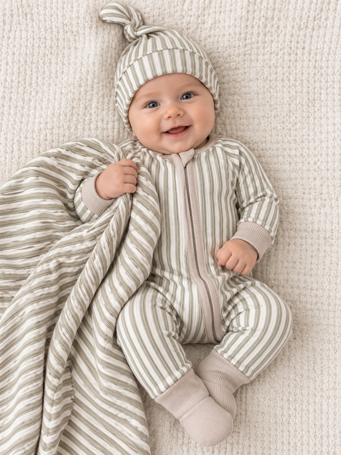 Taupe Striped Ribbed Swaddle