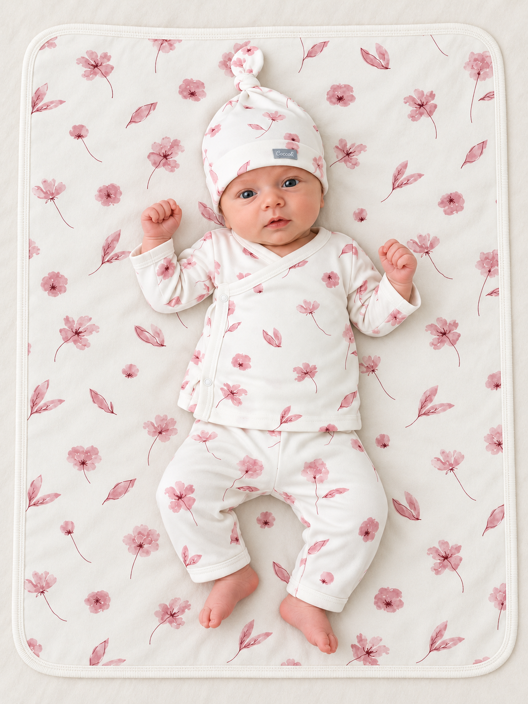 Cream Flowers Knotted Hat
