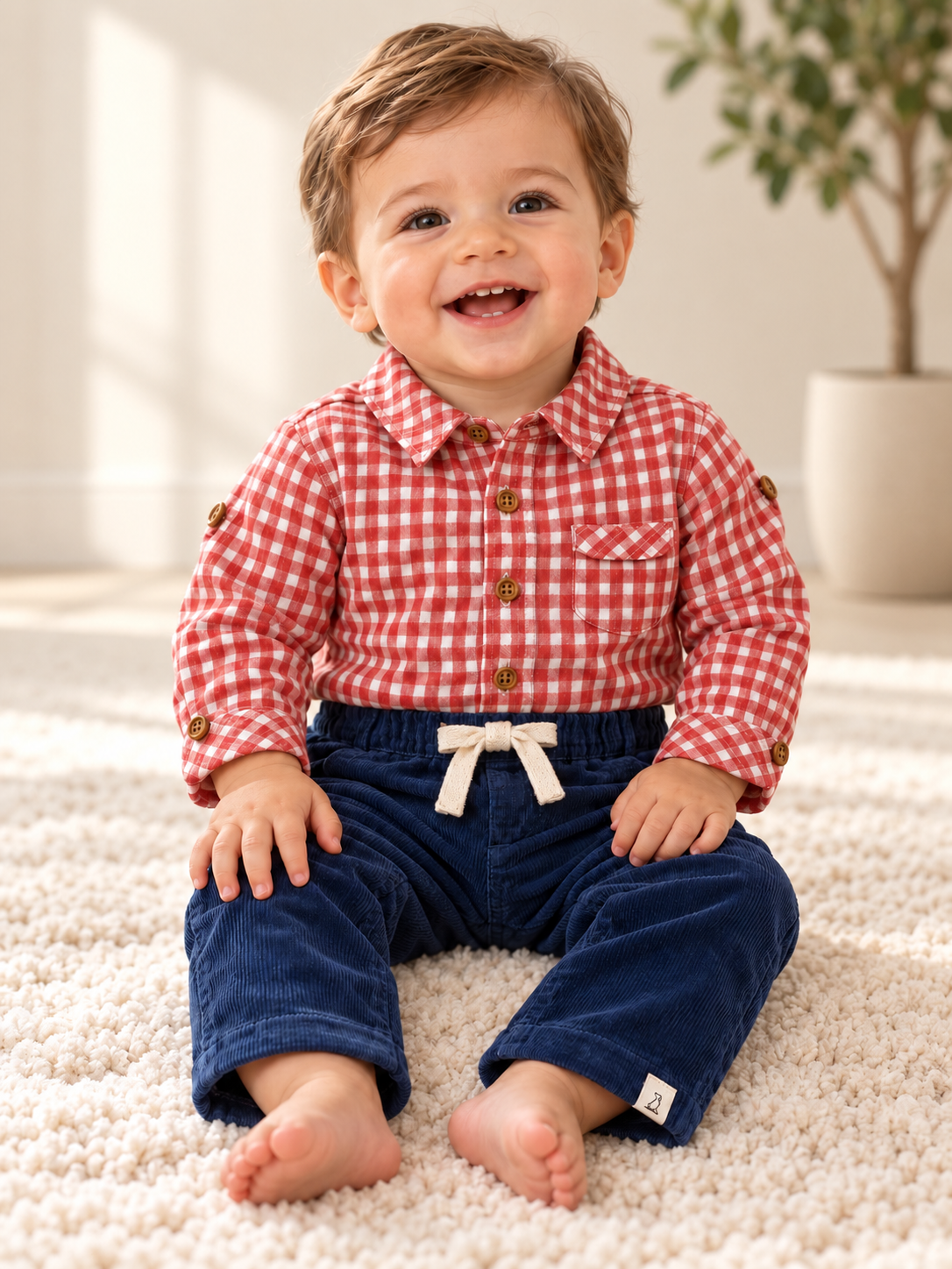 Seersucker Woven Plaid Red White