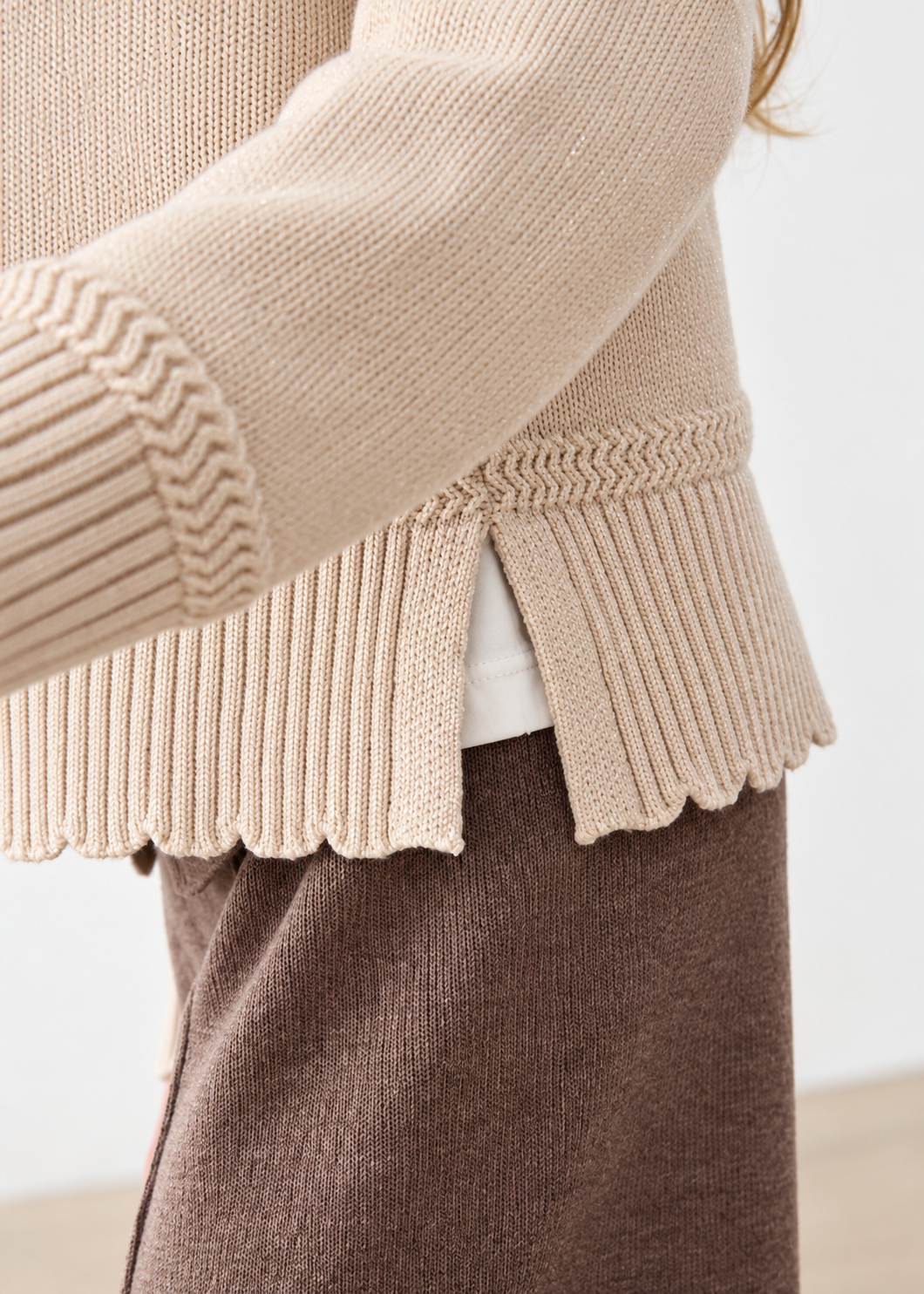 Beige Shimmer Knit Sweater