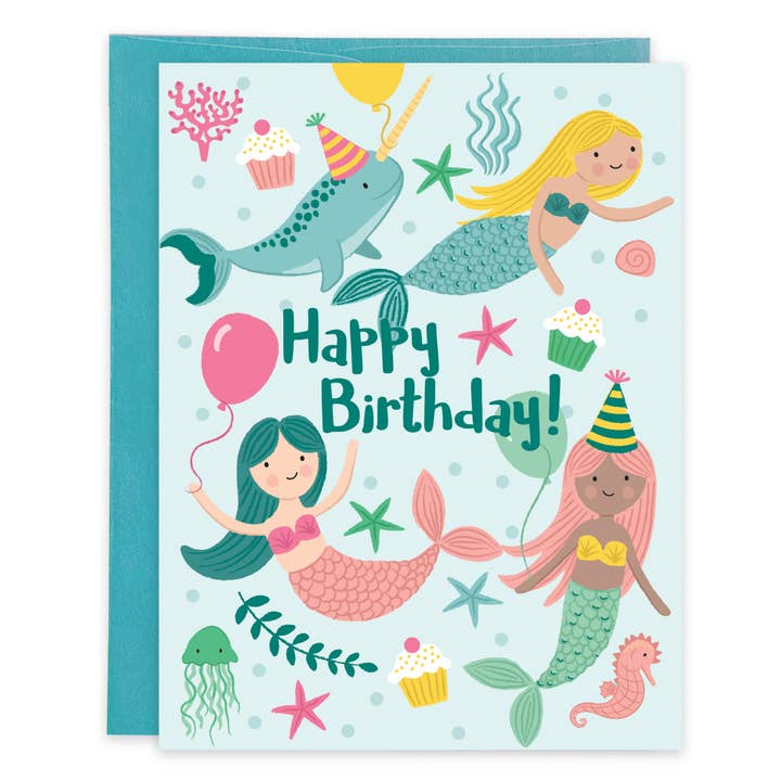 Bday Greeting Card Mermaids