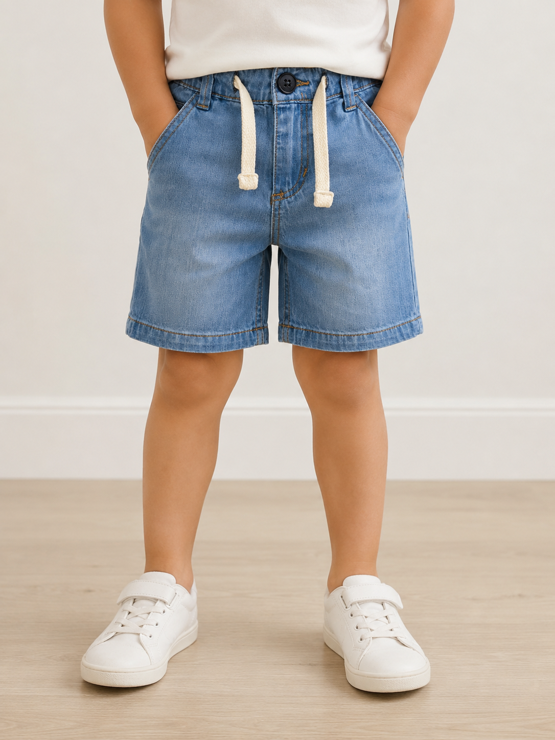 Light Denim Short W/Drawstring