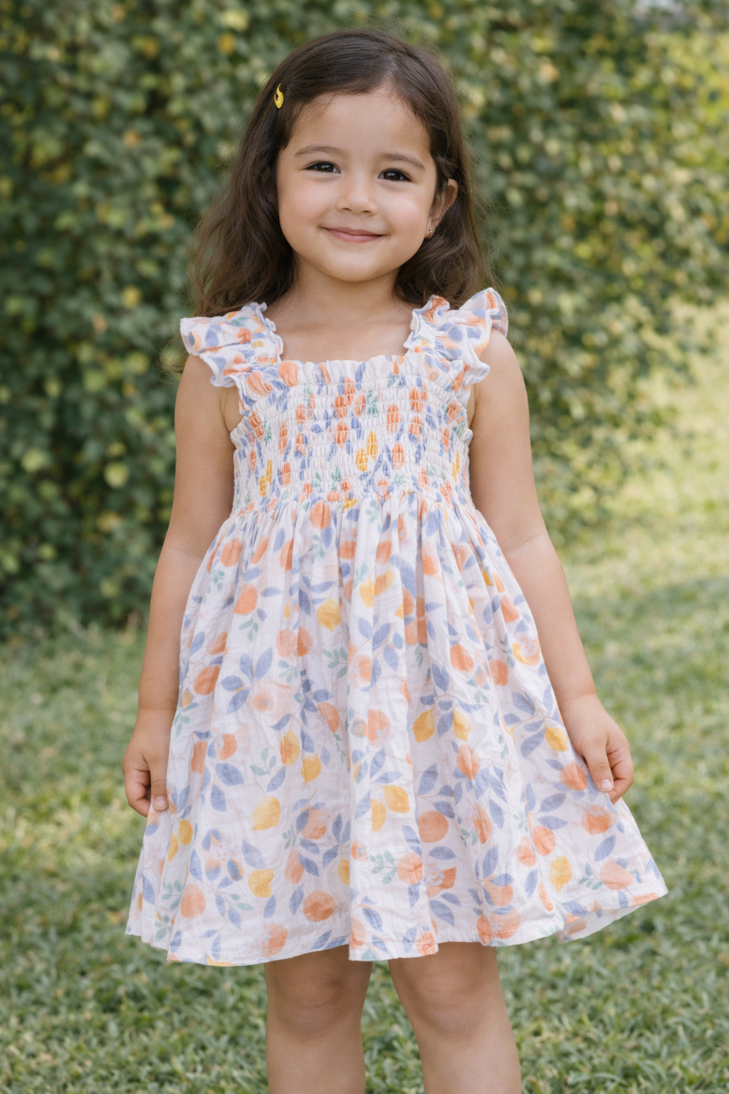 Citrus Floral Smocked Dress with Bloomers