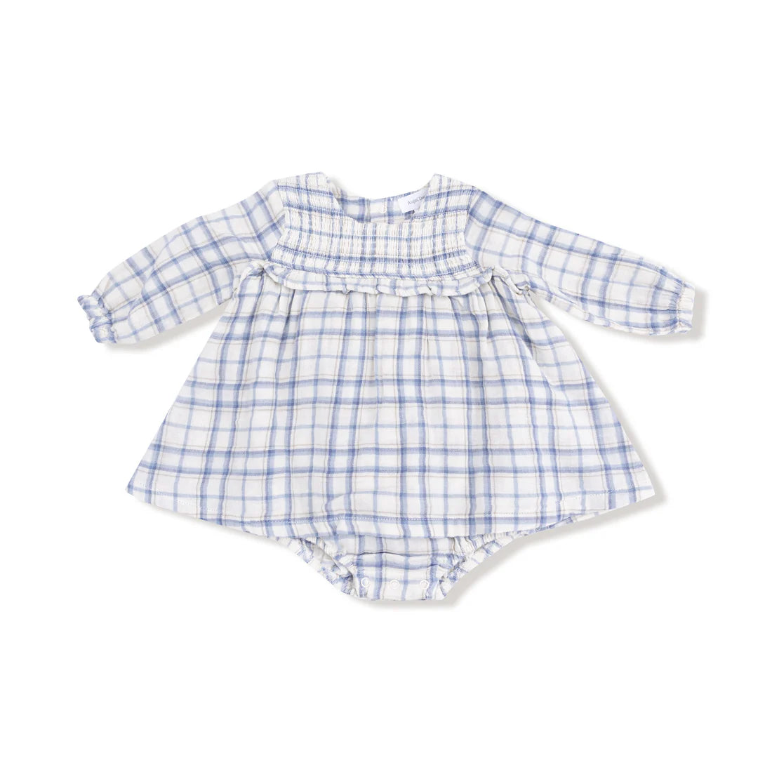 Blue Plaid Smocked Ruffled Bubble